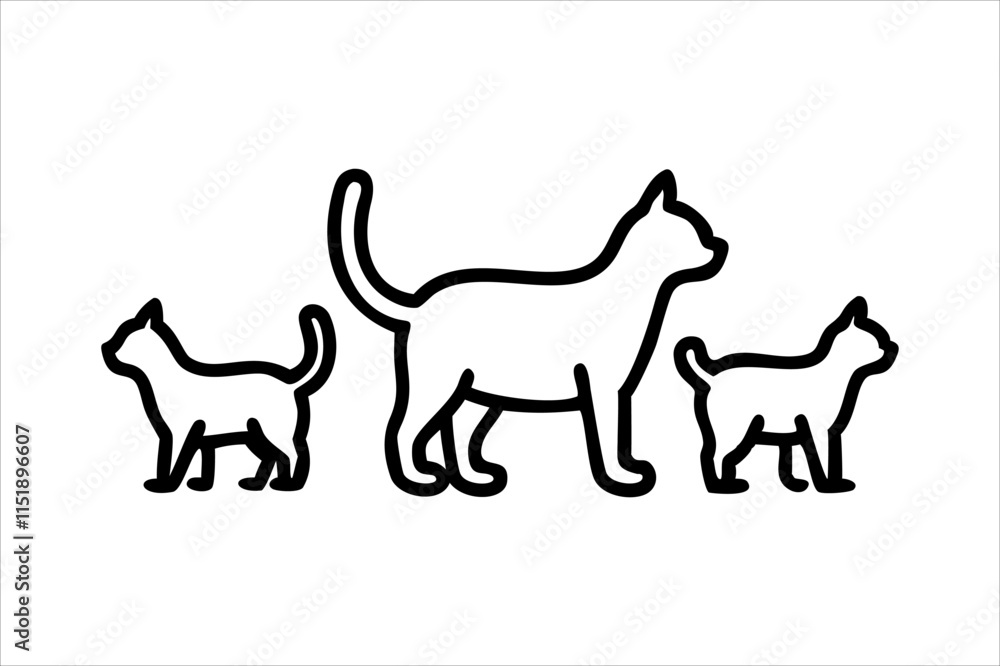 cat line art vector, silhouette, set design cat line art vector, silhouette, set design