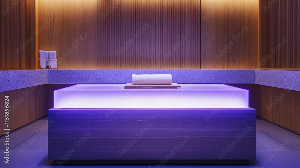 Illuminated Spa Platform With Rolled Towel