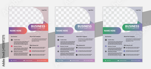 Corporate Business flyer template vector design, a bundle of 3 templates of a4 flyer, Digital marketing flyer set.

