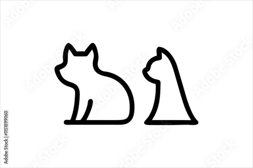 cat line art vector, silhouette, set design photo