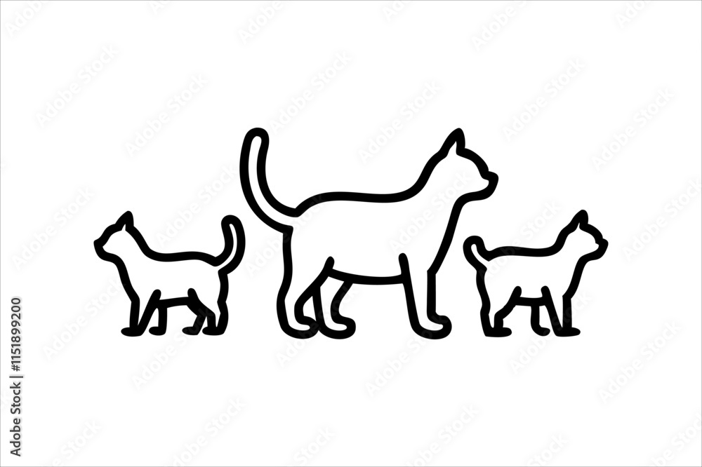 cat line art vector, silhouette, set design cat line art vector, silhouette, set design