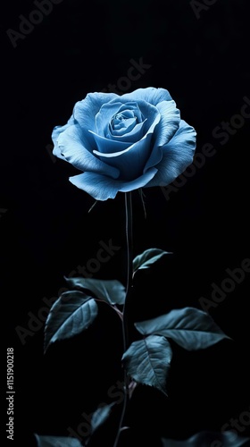 a beautiful blue rose   black baground