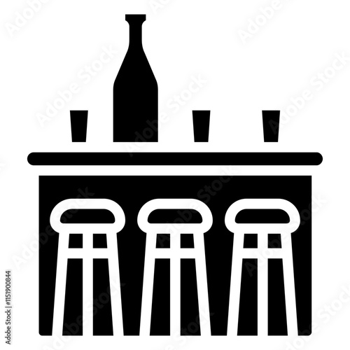 Bar Counter Glyph Icon, Black And White Glyph Icon Symbol
