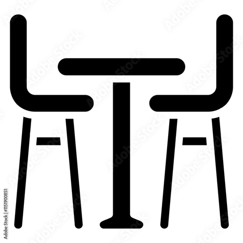 Table Bar Glyph Icon, Black And White Glyph Icon Symbol