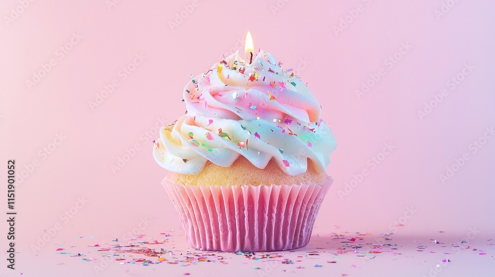 Festive Birthday Cupcake with Candle Sprinkles Festive Birthday Cupcake with Candle Sprinkles