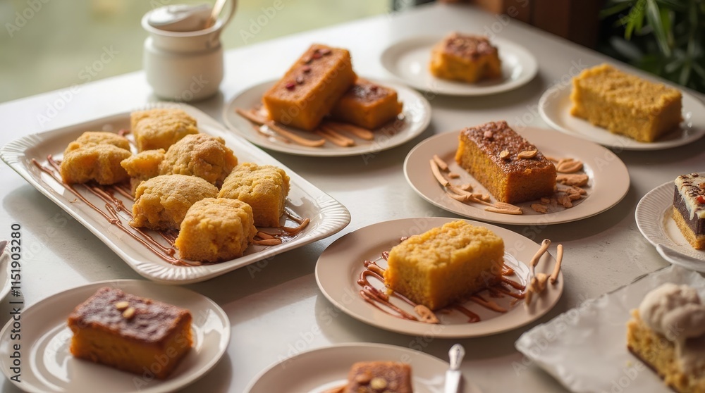 The best-selling and delicious dessert sweets on the table The best-selling and delicious dessert sweets on the table