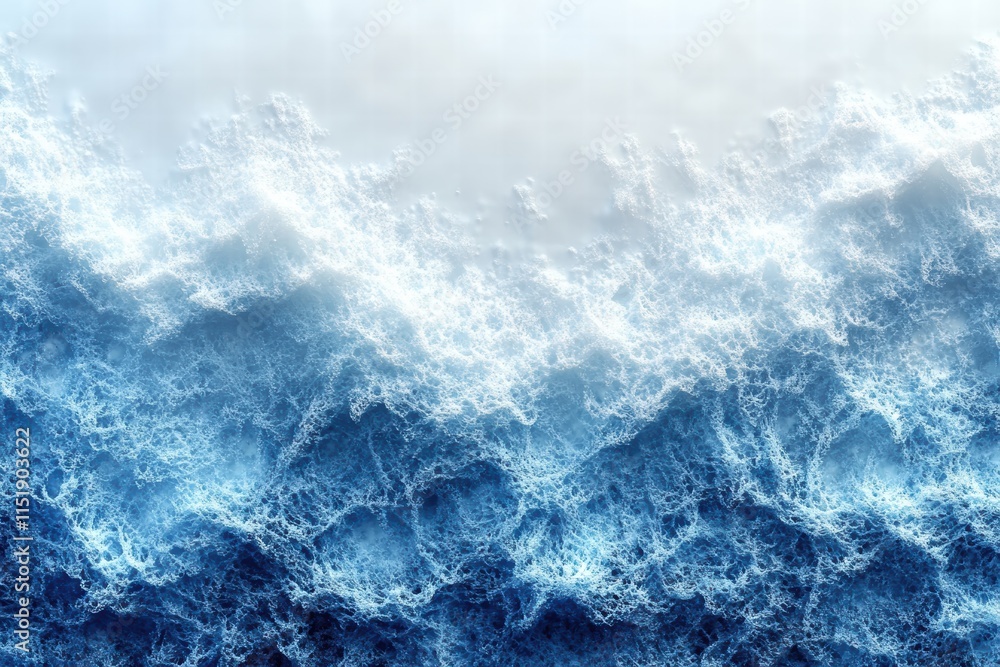 Frosted blue and white gradient water surface with waves and icy texture in calm atmosphere Frosted blue and white gradient water surface with waves and icy texture in calm atmosphere