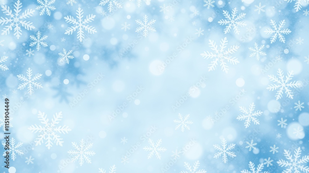 Winter Wonderland Soft Blue Background with Delicate Snowflakes and Gentle Bokeh Effects Winter Wonderland Soft Blue Background with Delicate Snowflakes and Gentle Bokeh Effects