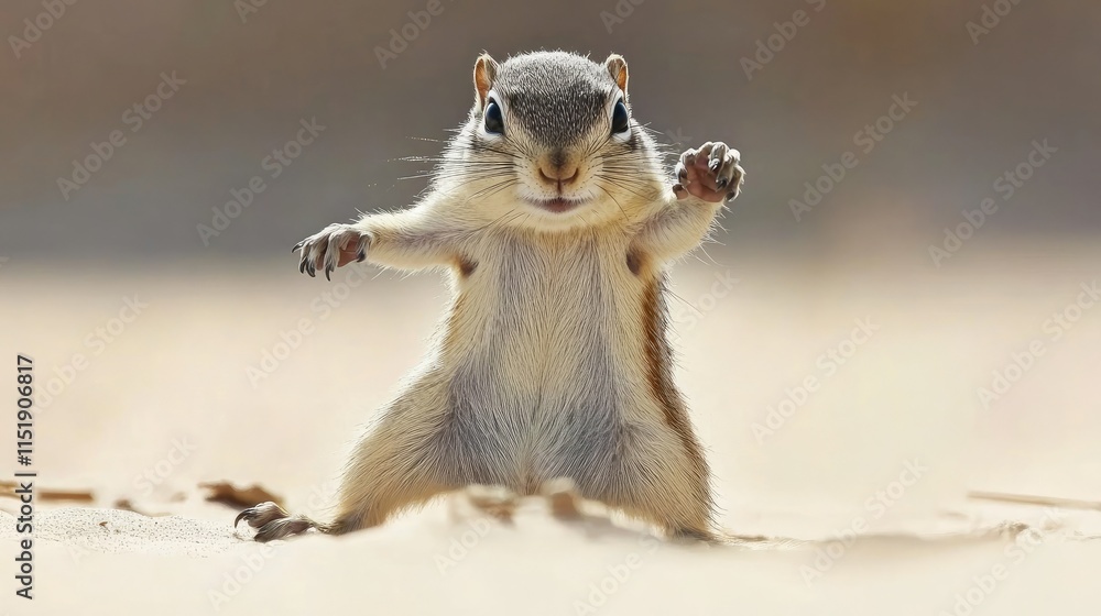 Adorable Cape ground squirrel captured in a playful stance, highlighting its unique features and desert habitat in Namibia. Adorable Cape ground squirrel captured in a playful stance, highlighting its unique features and desert habitat in Namibia.