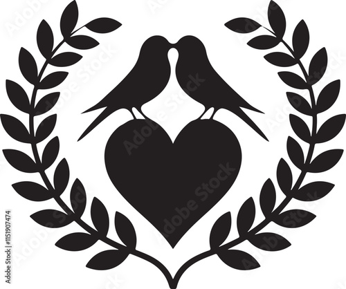 A vivid and heartwarming depiction of two lovebirds nestled together on a blooming branch, embraced by gentle tones of romantic colors and adorned with delicate floral details, radiating a serene sens