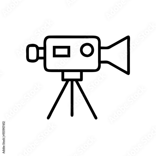 Video camera icon for filmmaking in travel and tourism concept with copy space
