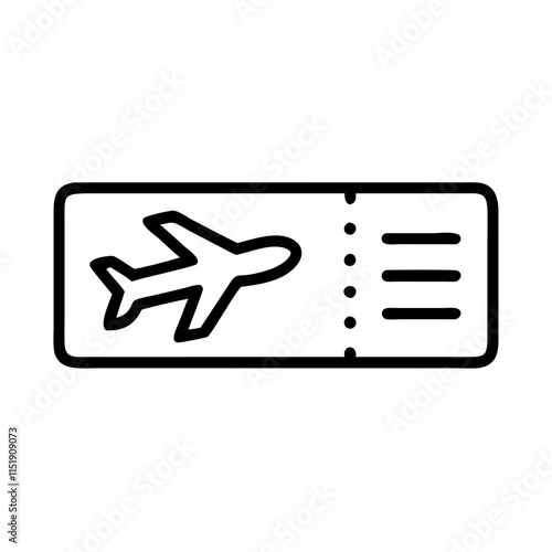 Flight ticket icon for air travel and booking concept with copy space
