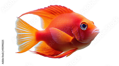 Vibrant orange fish swimming gracefully. transparent background