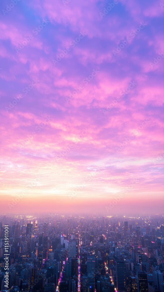 custom made wallpaper toronto digitalBreathtaking urban skyline at dusk with vibrant pink and purple clouds