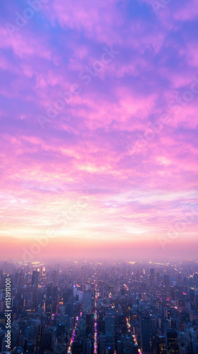 Wallpaper Mural Breathtaking urban skyline at dusk with vibrant pink and purple clouds Torontodigital.ca
