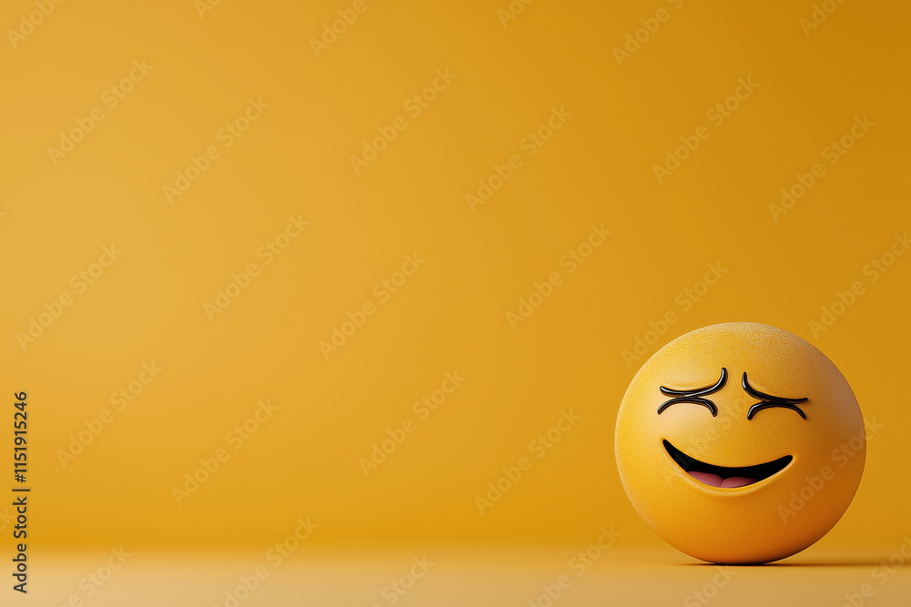 Happy smiling emoji on bright yellow background for cheerful expressions Happy smiling emoji on bright yellow background for cheerful expressions