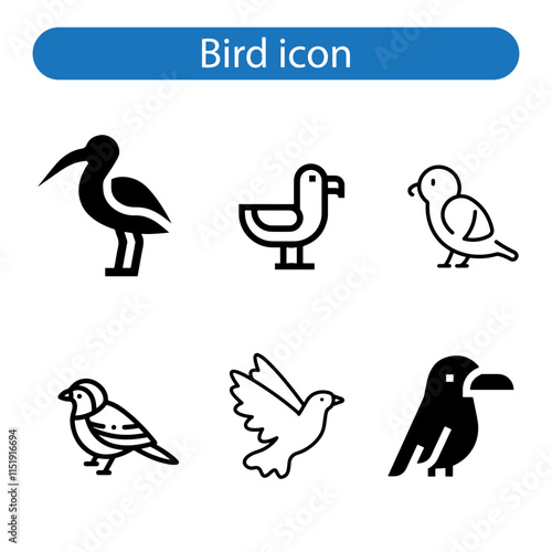 Bird icon set vector art illustration on white background. photo