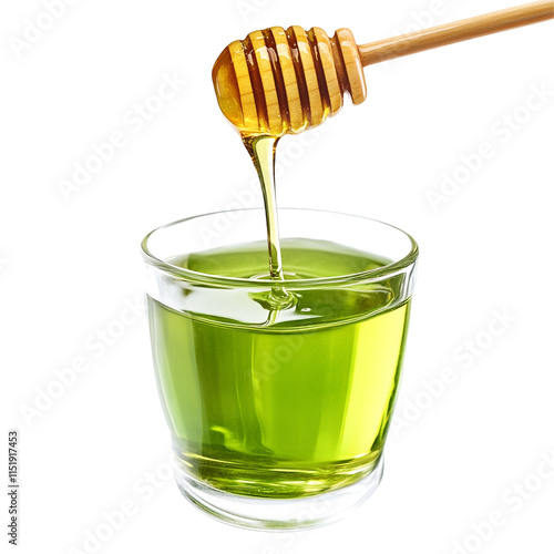 Palatable Drink hot green tea with honey Isolated On Transparent Background photo