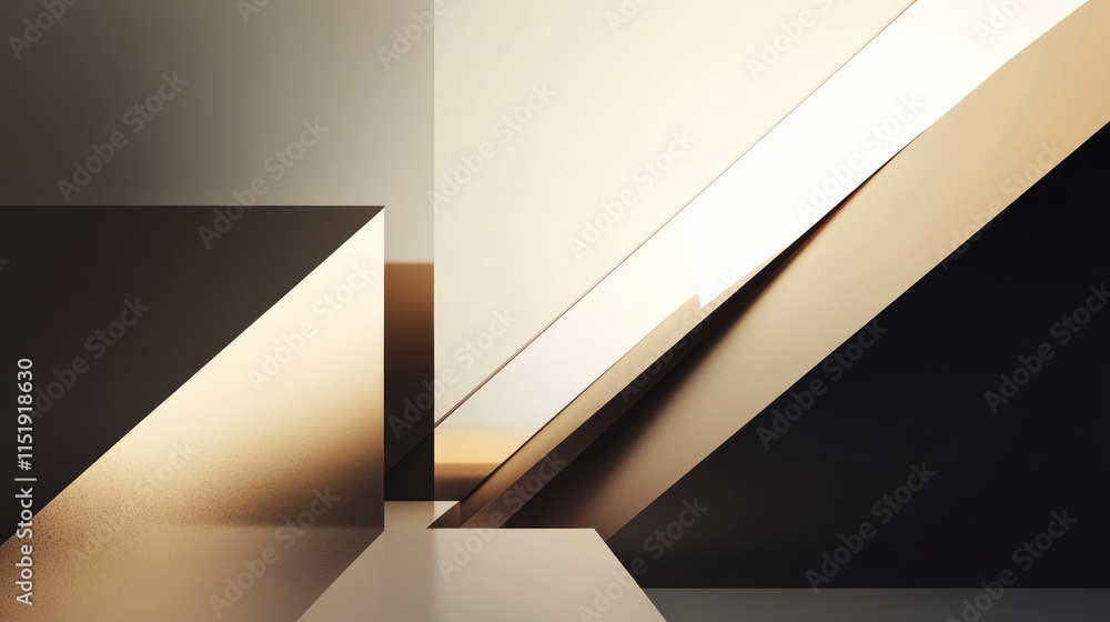 Abstract Gold Geometric Composition: Light and Shadow interplay on Brown and Beige Tones Abstract Gold Geometric Composition: Light and Shadow interplay on Brown and Beige Tones