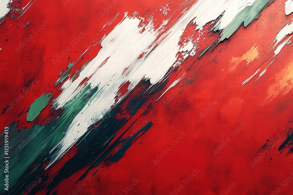 Dynamic abstract art with red background and chaotic white strokes creating vivid expression Dynamic abstract art with red background and chaotic white strokes creating vivid expression