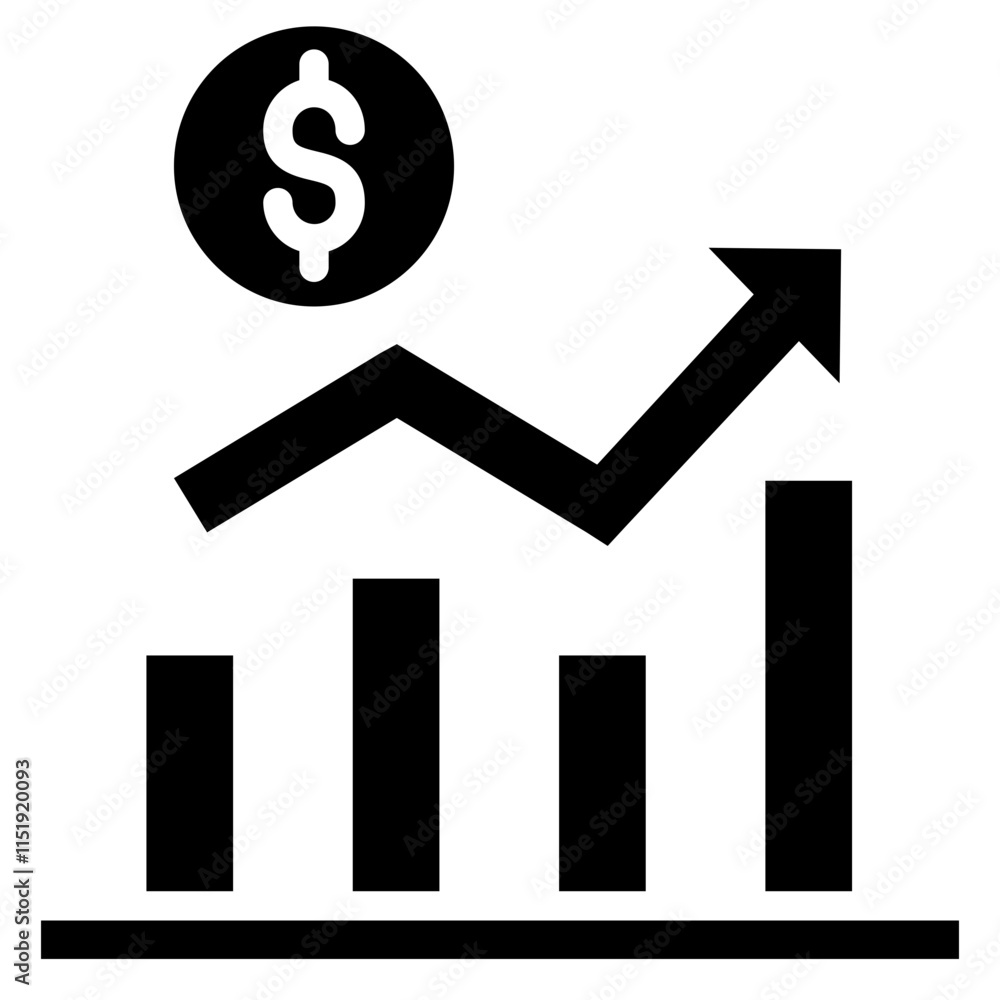 Growth Graph Glyph Icon, Increase Sales Icon, Black And White Glyph Icon Symbol Growth Graph Glyph Icon, Increase Sales Icon, Black And White Glyph Icon Symbol