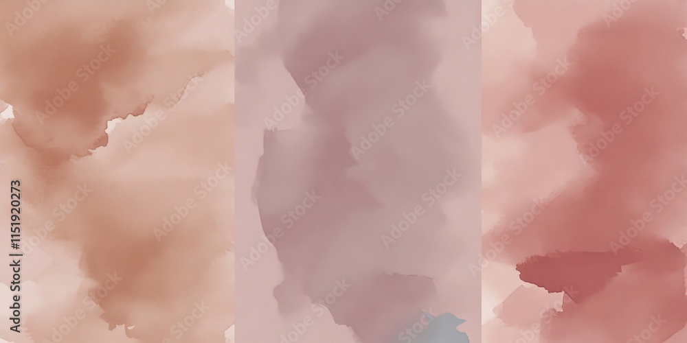 Obraz premium Abstract Watercolor Wall Art with PANTONE 17-1230 Mocha Mousse Tones