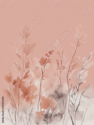 Abstract Watercolor Wall Art with PANTONE 17-1230 Mocha Mousse Tones