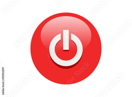 button, power, icon, off, on, start, symbol, switch, web, sign, technology, internet, computer, push, vector, round, circle, design, illustration, red, turn, control, energy, glossy, 3d