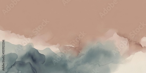 Abstract Watercolor Wall Art with PANTONE 17-1230 Mocha Mousse Tones