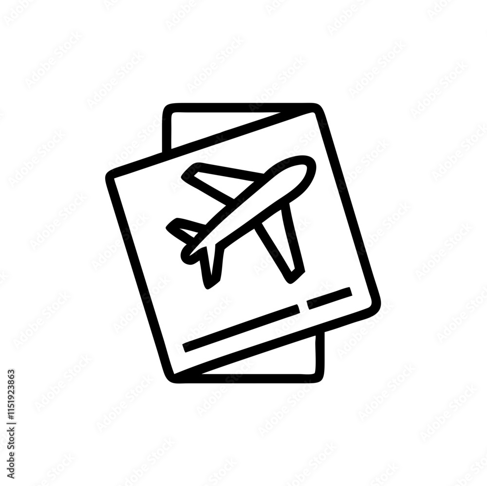 Travel visa document featuring airplane illustration for travel planning and adventure concept Travel visa document featuring airplane illustration for travel planning and adventure concept