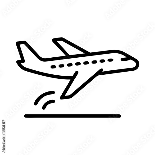 Plane takeoff icon featuring an aircraft ascending for aviation and travel concept