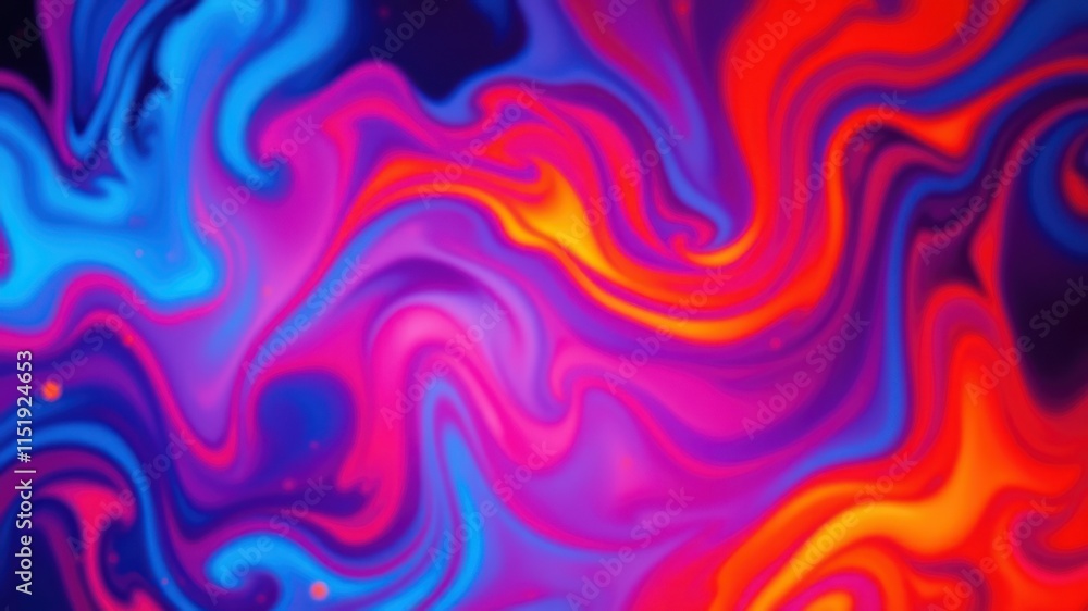 Obraz premium Abstract Psychedelic Liquid Swirl in Vivid Hues of Blue, Pink, and Red