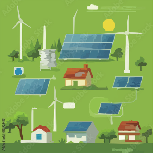 シンプルなソーラーパネルのベクターイラスト