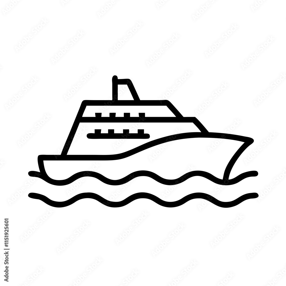 Cruise ship icon featuring boat design for maritime travel and vacation concept Cruise ship icon featuring boat design for maritime travel and vacation concept