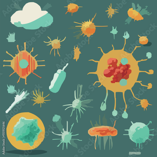 雲といろいろな組み合わせのベクターイラスト