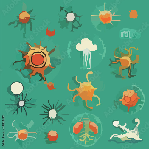 いろいろな種類のウイルスのベクターイラスト