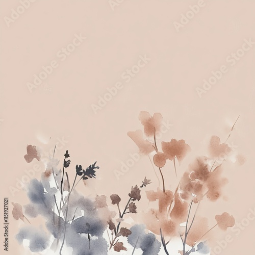 Abstract Watercolor Wall Art with PANTONE 17-1230 Mocha Mousse Tones