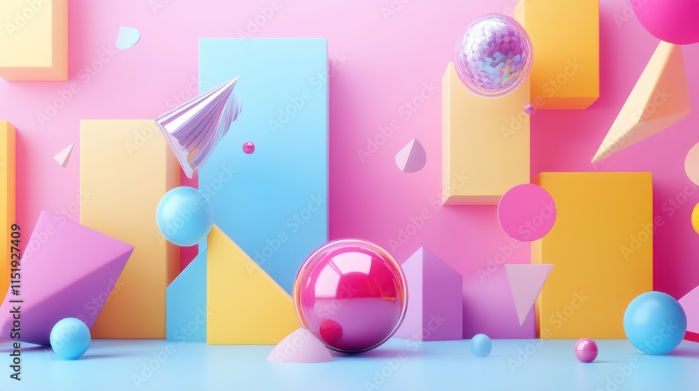Abstract 3D Pastel Geometric Shapes Composition Abstract 3D Pastel Geometric Shapes Composition