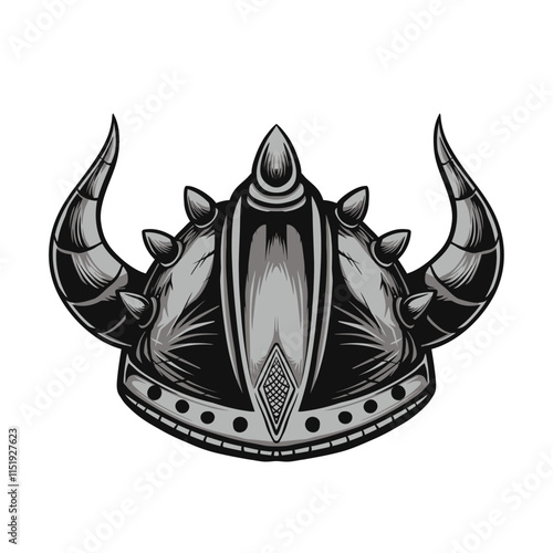 viking helmet hand drawn vector illustration