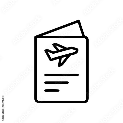 Travel document folder icon featuring airplane graphic for organization and travel planning concept
