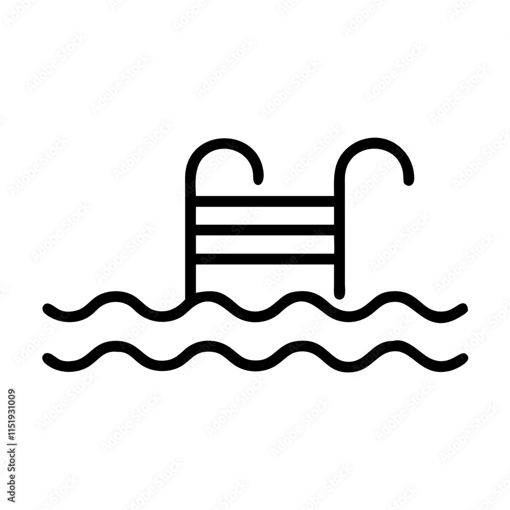Resort pool icon featuring swimming pool with ladder for leisure and vacation concept Resort pool icon featuring swimming pool with ladder for leisure and vacation concept
