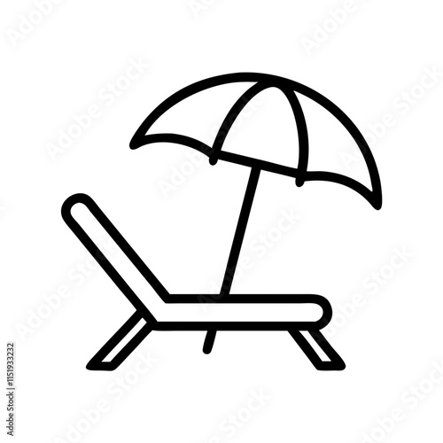 Beach chair icon featuring umbrella for relaxation and vacation concept