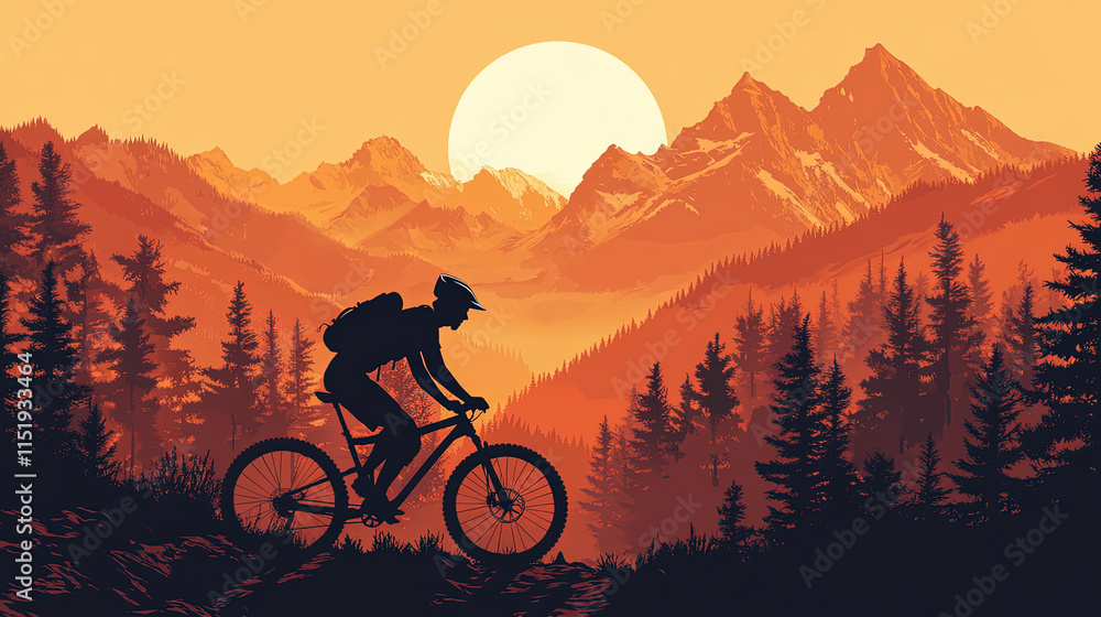 Obraz premium silhouette of a person riding a bike
