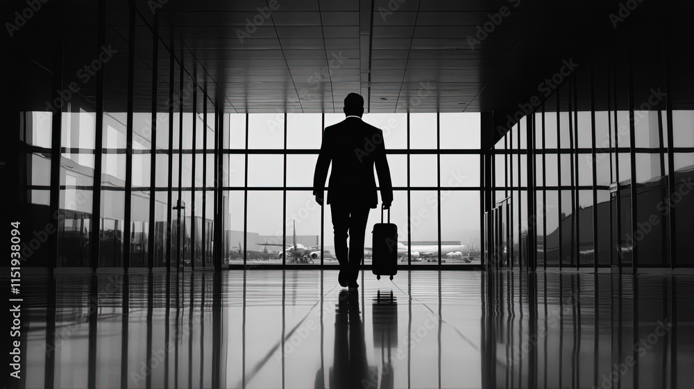 Fototapeta premium silhouette of a person in the airport