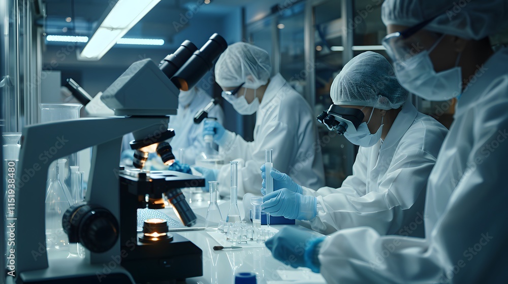 Team of Scientists Conducting Research in Modern Laboratory Team of Scientists Conducting Research in Modern Laboratory