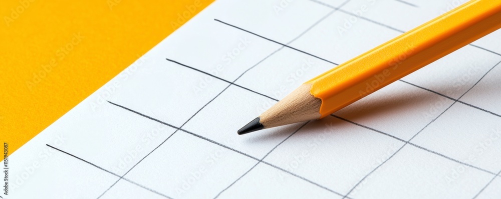Anticipation anxiety uncertainty and unknow concept. A yellow pencil rests on a lined notepad with a bright background. Anticipation anxiety uncertainty and unknow concept. A yellow pencil rests on a lined notepad with a bright background.
