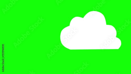 Icon cloud on green background with green screen 