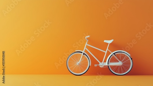 A white bicycle on an orange background. photo