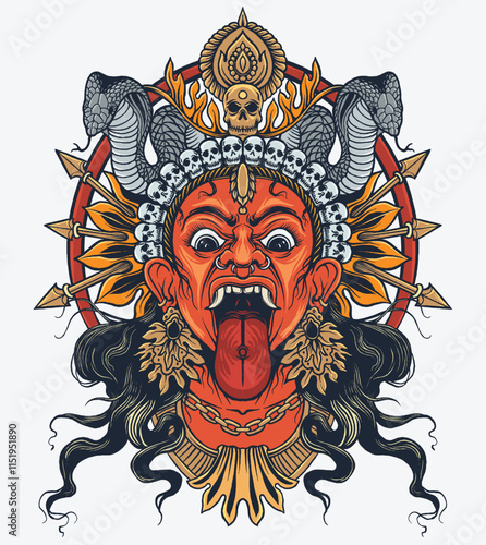 art illustration drawing queen durga kali yuga outline vector