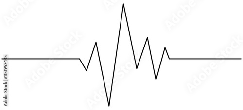 Heartbeat cardiogram continuous line art drawn. Heart pulse and rate symbol. Vector illustration isolated on white.